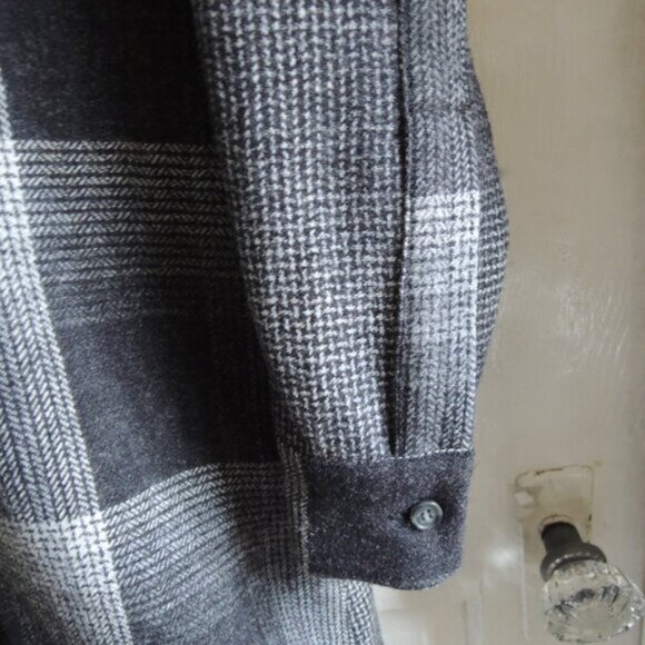 Pendleton Black & Gray 100% Wool Mixed Plaid Duster Topper XS - Picture 5 of 10